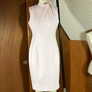 Calvin Klein Pale Pink Sleeveless Bow-Neck Sheath Dress Size 4